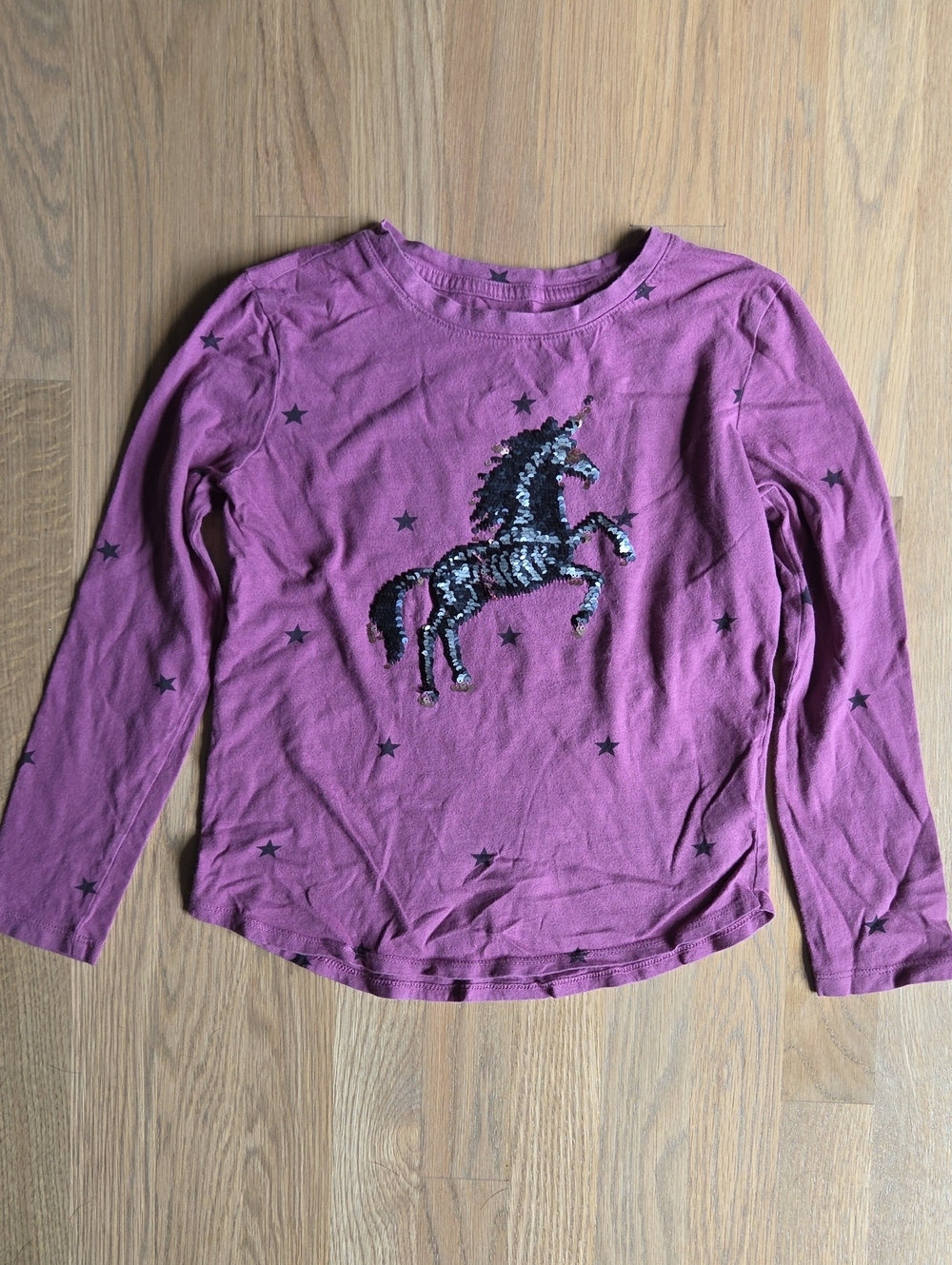 GAP Purple Long-Sleeve Sequin Unicorn Tee